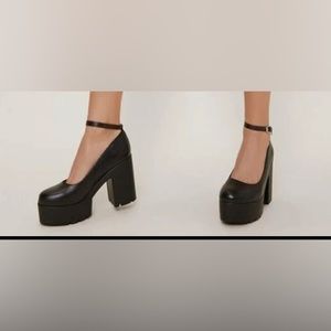 Faux leather black platform heels